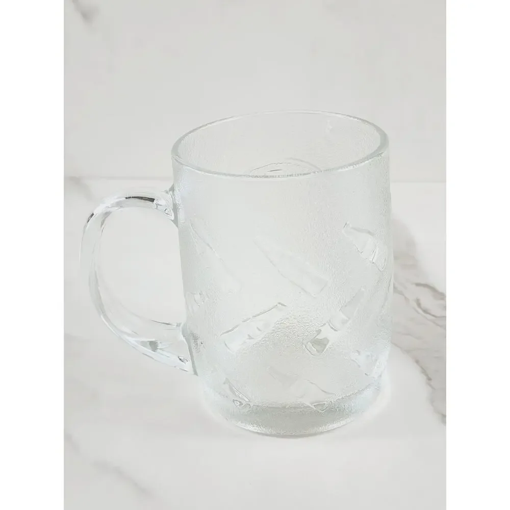 Coca Cola Frosted Glass Coffee Mug Embossed Logo 12oz Tea Cup 4